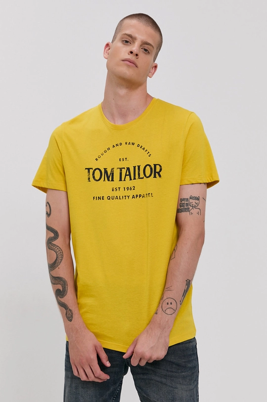 żółty Tom Tailor T-shirt bawełniany Męski