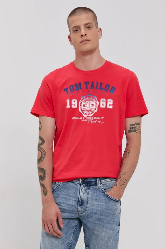 красный Хлопковая футболка Tom Tailor Мужской