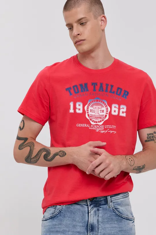 красный Хлопковая футболка Tom Tailor