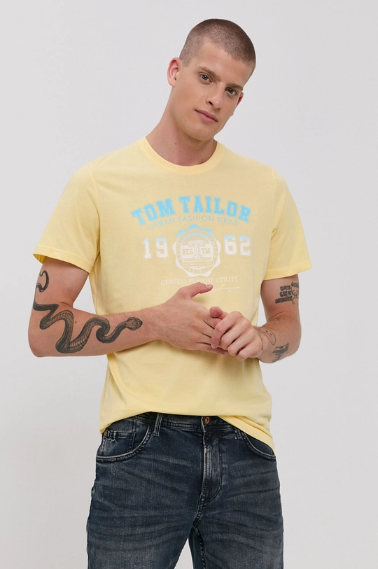 żółty Tom Tailor T-shirt bawełniany Męski