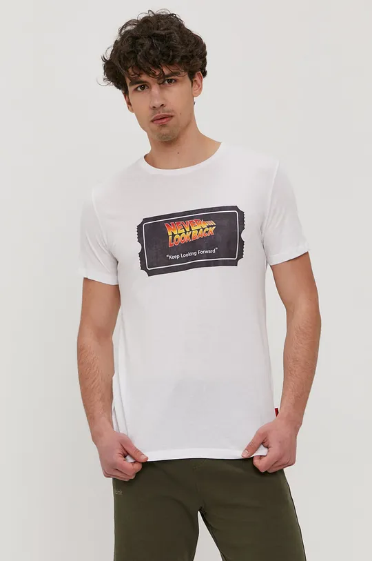 biały John Frank T-shirt Męski
