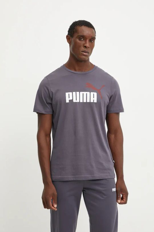 Памучна тениска Puma стандартна сив 586759