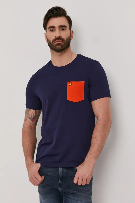 granatowy Lyle & Scott T-shirt Męski