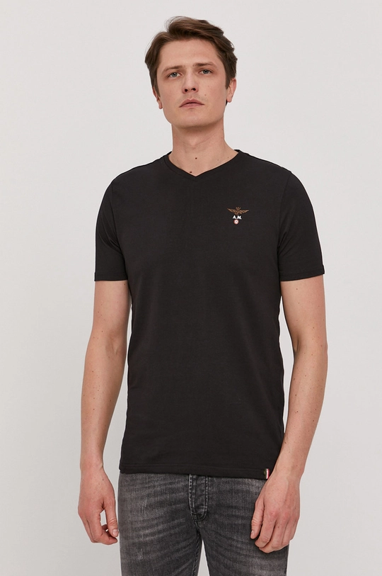 fekete Aeronautica Militare t-shirt Férfi