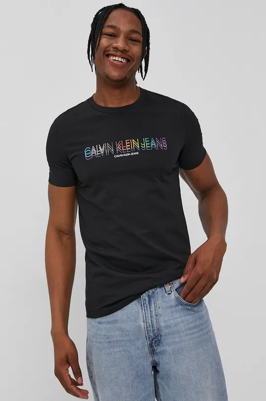 czarny Calvin Klein Jeans T-shirt J30J319189.4891 Męski