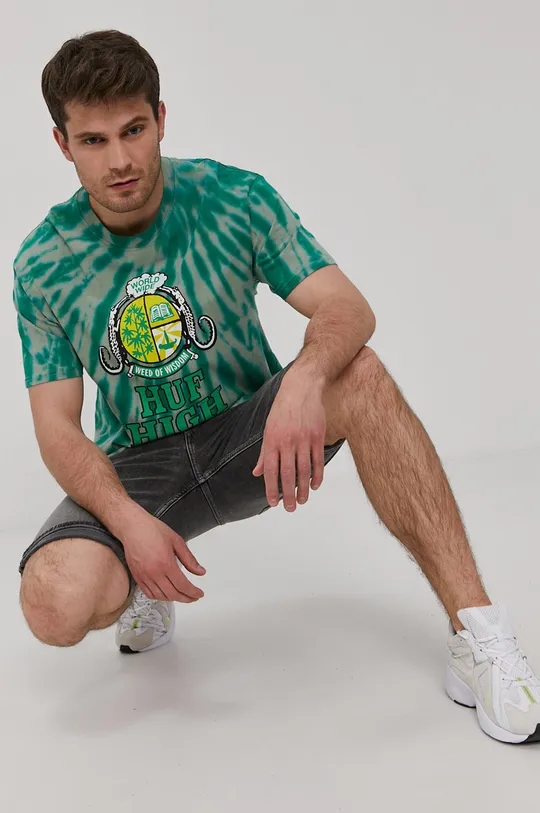 zielony HUF T-shirt Męski