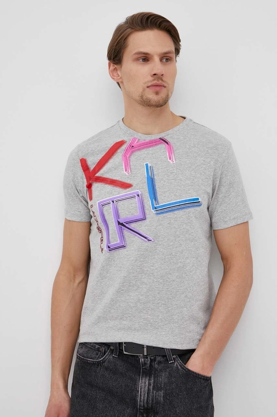 szary Karl Lagerfeld T-shirt KL21MTS02 Męski