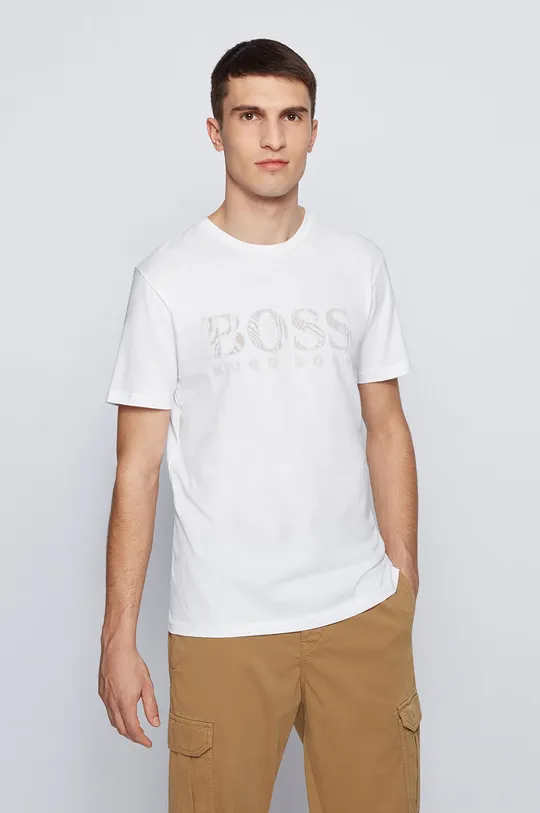biały Boss T-shirt Casual 50450906 Męski