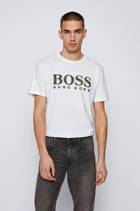 biały Boss T-shirt Casual 50450906 Męski