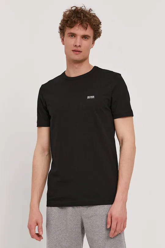 czarny Boss T-shirt bawełniany Athleisure 50245195