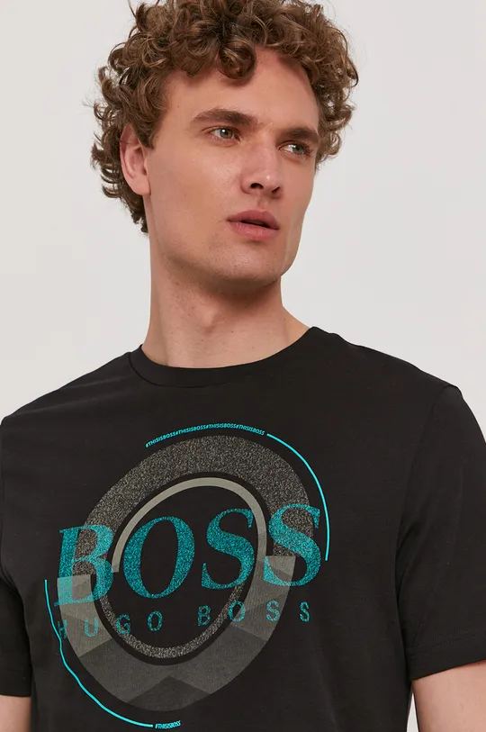 czarny Boss T-shirt BOSS ATHLEISURE 50443656 Męski