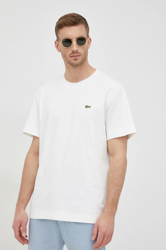 белый Хлопковая футболка Lacoste Мужской