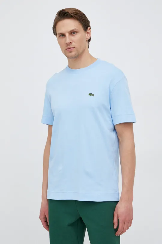 μπλε Βαμβακερό μπλουζάκι Lacoste