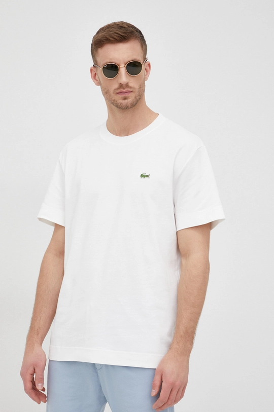 Хлопковая футболка Lacoste белый