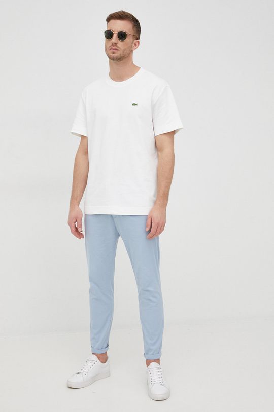 Bavlněné tričko Lacoste bílá