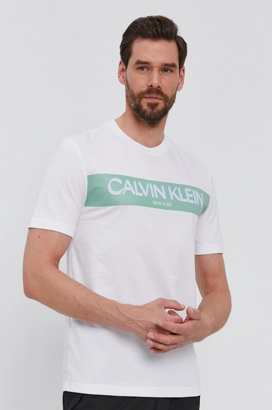 biały Calvin Klein T-shirt Męski