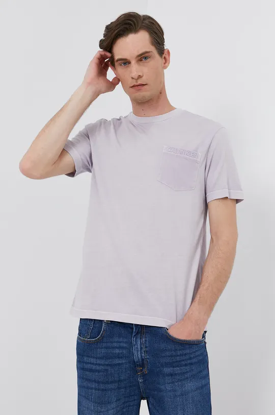 fioletowy Calvin Klein T-shirt Męski