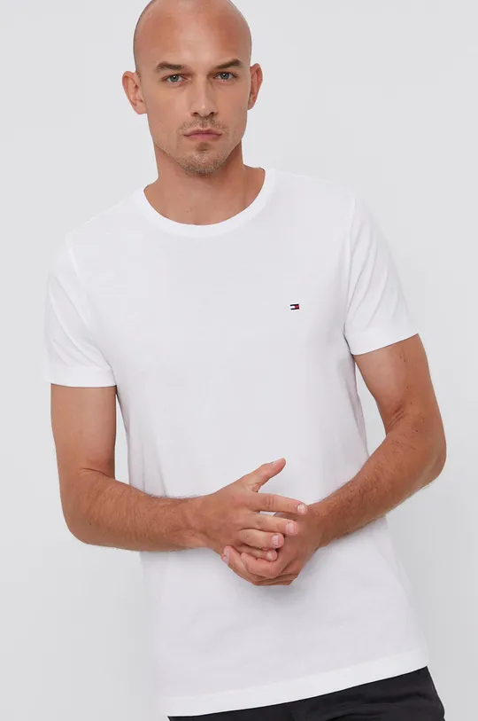 biały Tommy Hilfiger T-shirt Męski