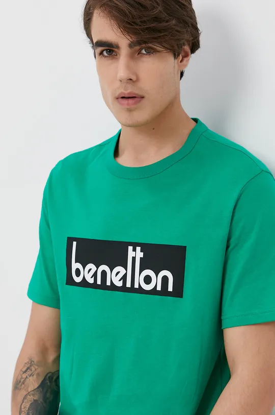 zielony United Colors of Benetton T-shirt bawełniany Męski