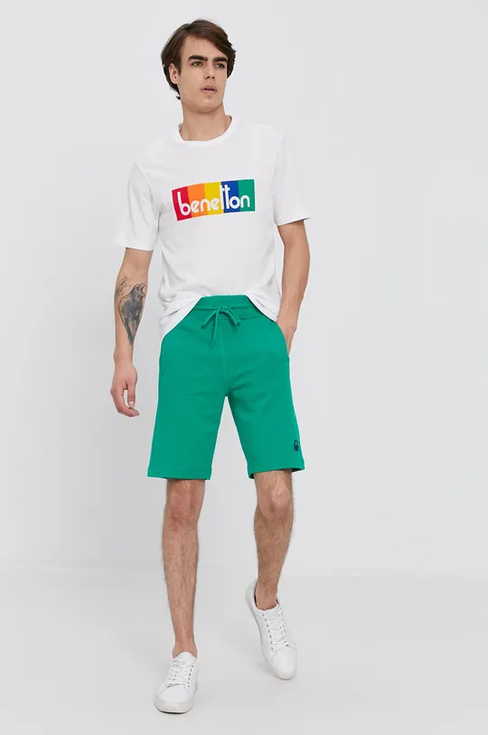 Bavlnené tričko United Colors of Benetton biela