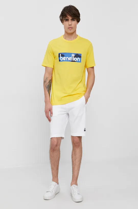 United Colors of Benetton T-shirt bawełniany żółty