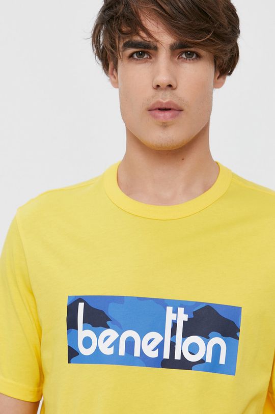 żółty United Colors of Benetton T-shirt bawełniany