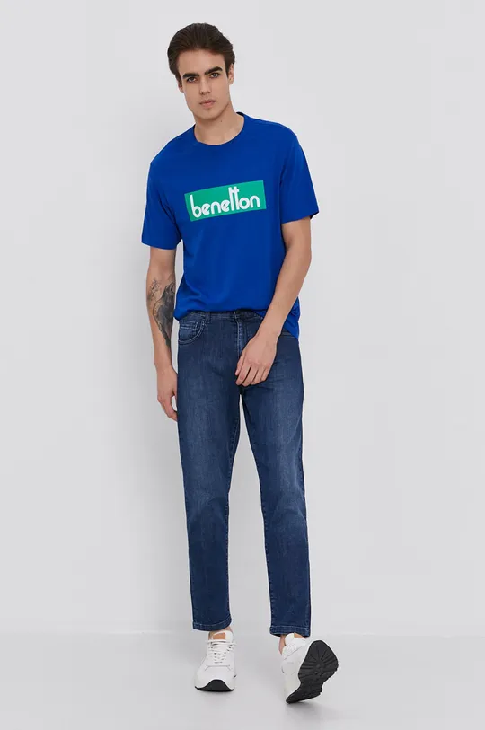 United Colors of Benetton T-shirt bawełniany niebieski