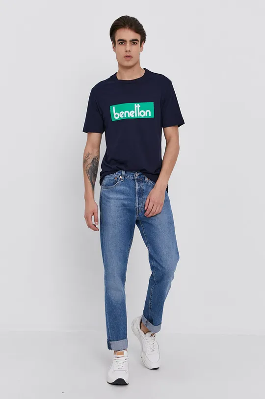 czarny United Colors of Benetton T-shirt bawełniany Męski