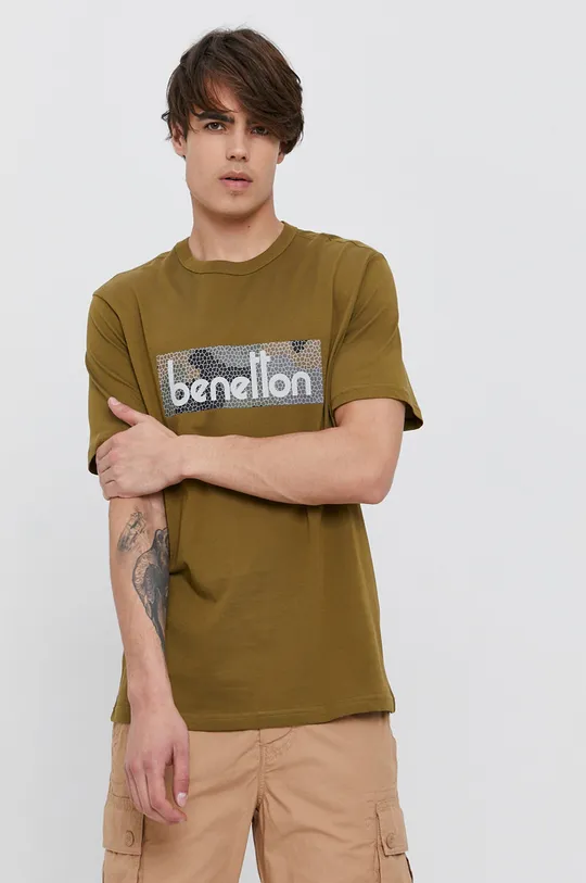 zielony United Colors of Benetton T-shirt bawełniany
