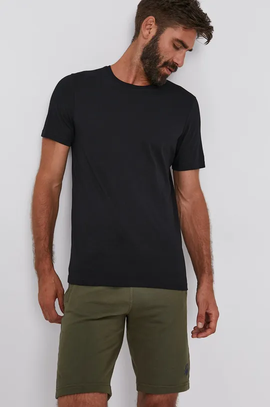 czarny United Colors of Benetton T-shirt bawełniany Męski