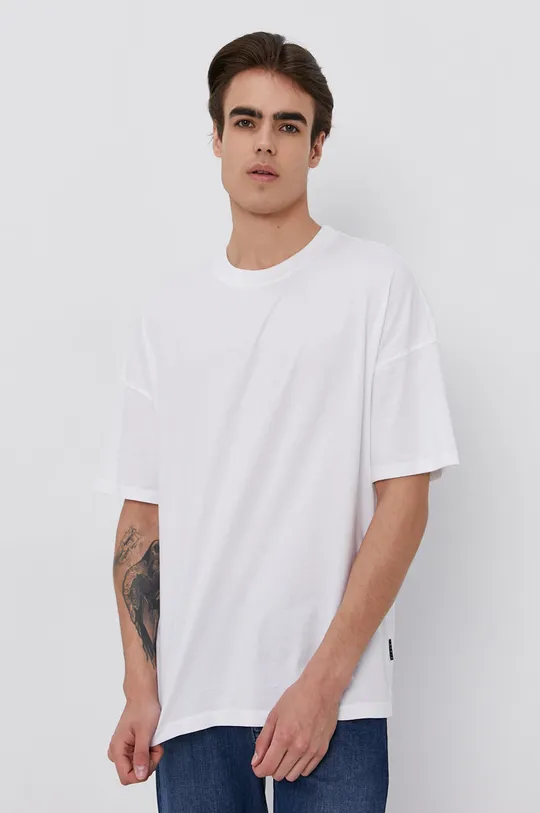 bela Bombažen t-shirt Sisley Moški