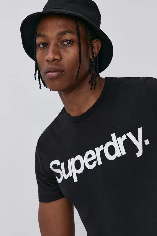 czarny Superdry T-shirt bawełniany Męski