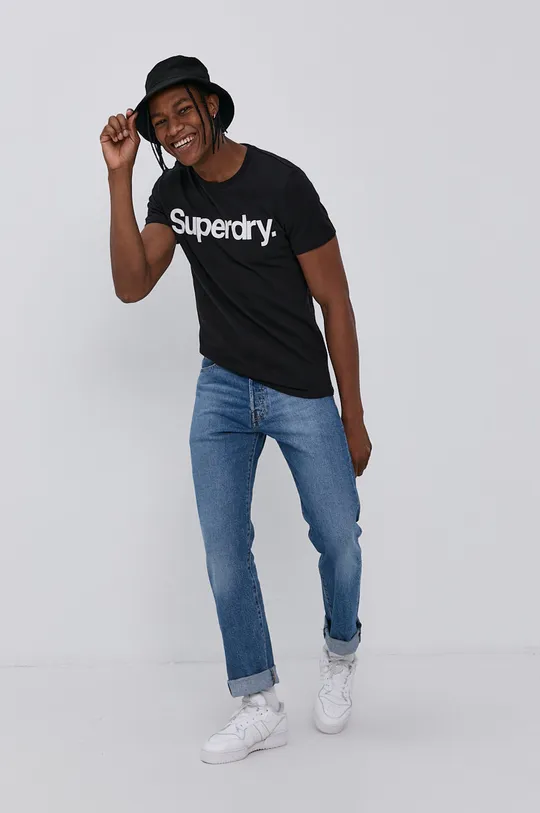 Superdry T-shirt bawełniany czarny