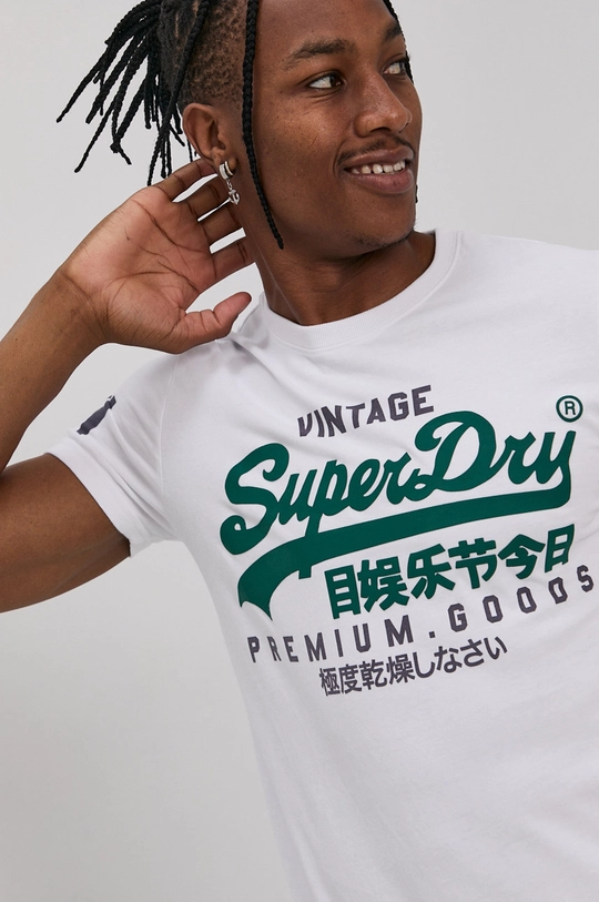 biały Superdry T-shirt bawełniany