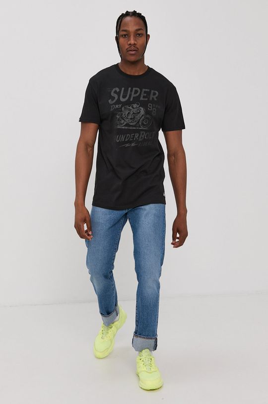 Bavlněné tričko Superdry černá