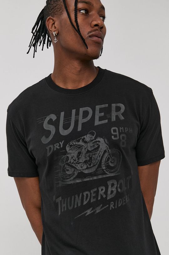 černá Bavlněné tričko Superdry