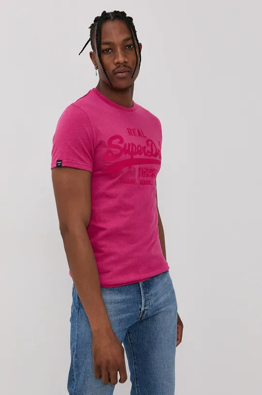 różowy Superdry T-shirt Męski