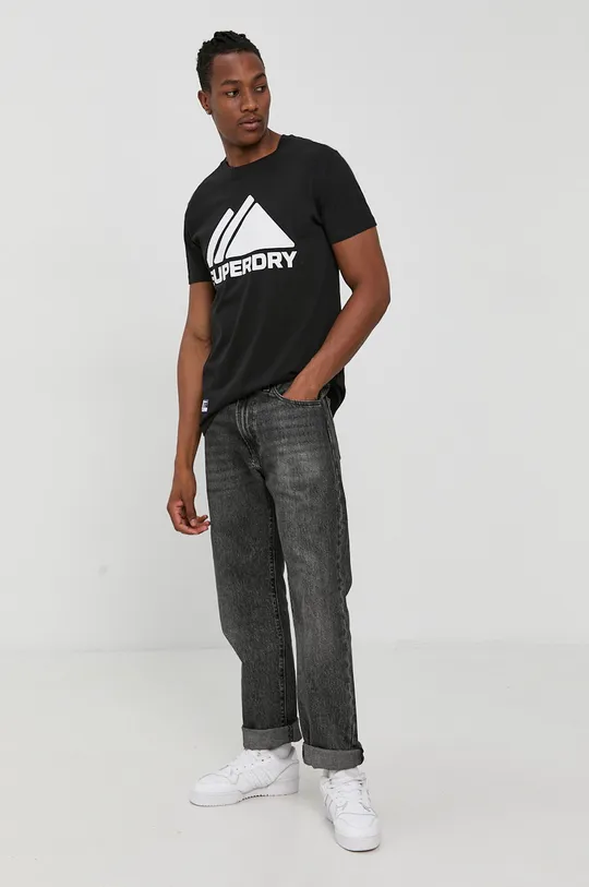 Superdry T-shirt bawełniany czarny