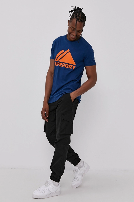 Superdry T-shirt bawełniany niebieski