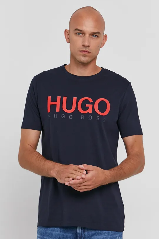 granatowy Hugo T-shirt bawełniany 50406203 Męski
