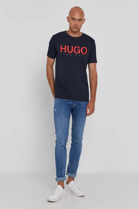 Hugo T-shirt bawełniany 50406203 granatowy