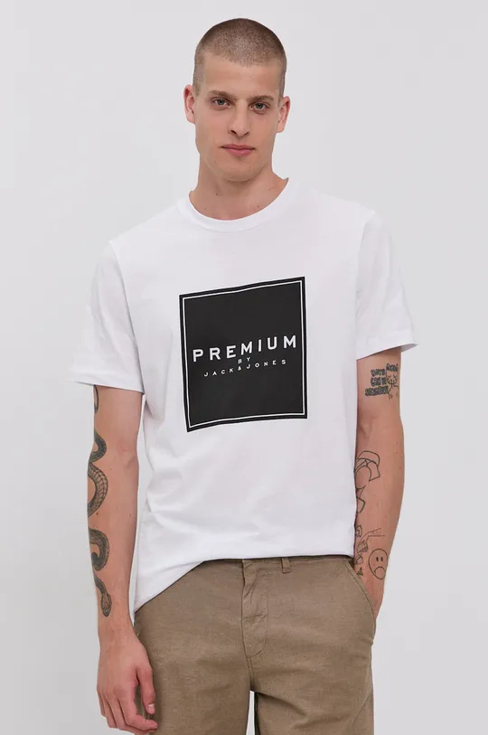 biały Premium by Jack&Jones T-shirt bawełniany