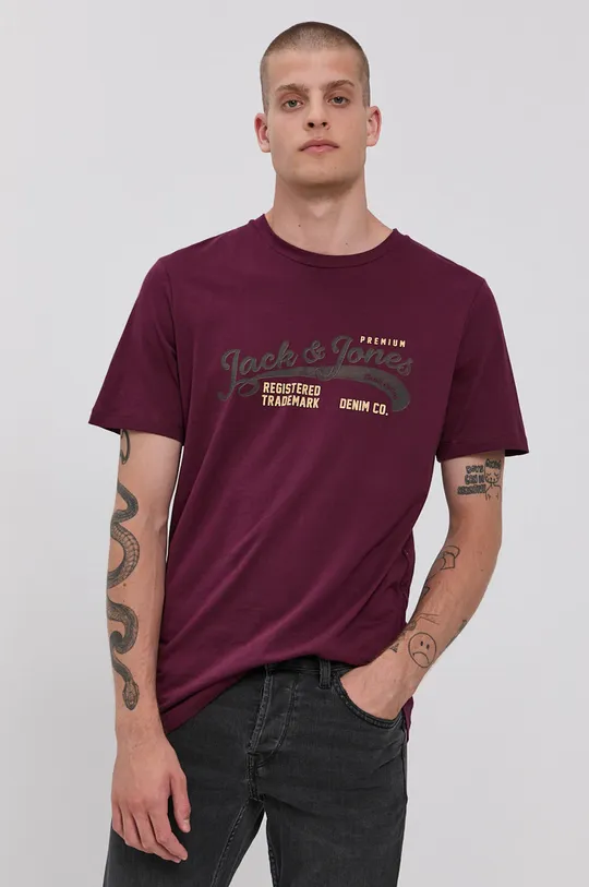 fialová Bavlnené tričko Premium by Jack&Jones Pánsky