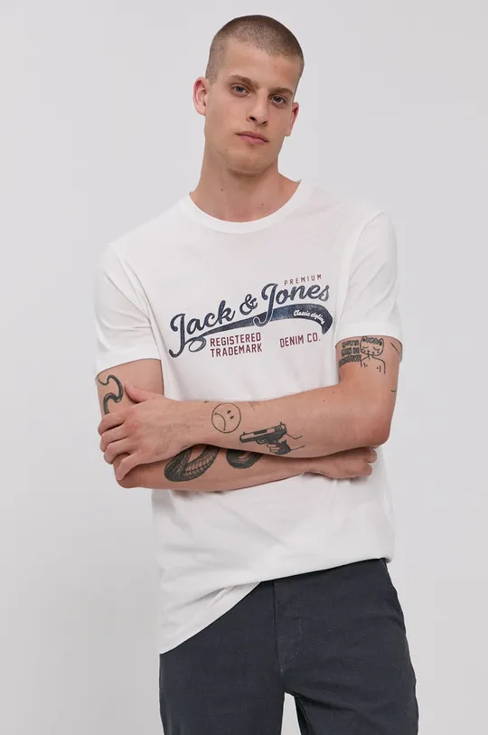 Premium by Jack&Jones T-shirt bawełniany biały