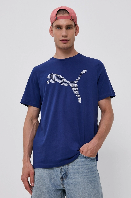 niebieski Puma T-shirt bawełniany 587764 Męski