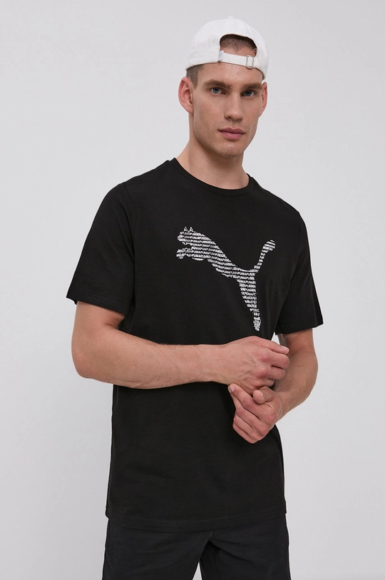 czarny Puma T-shirt bawełniany 587764 Męski