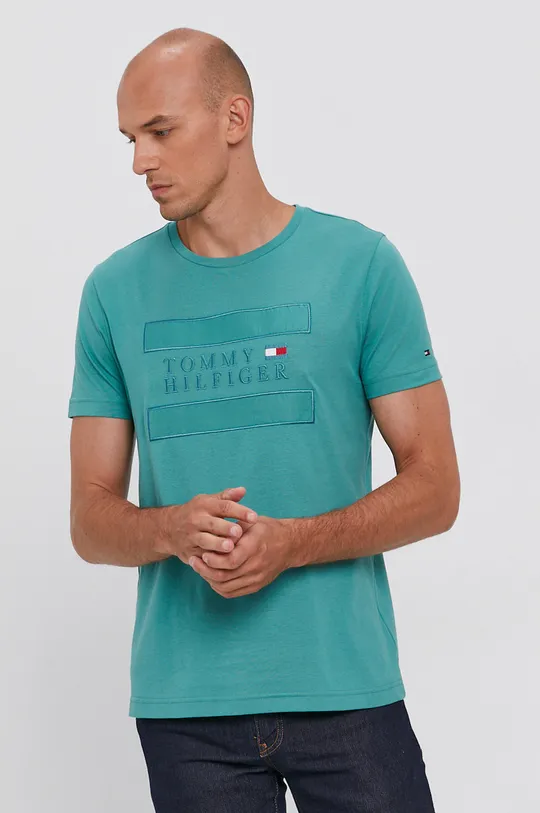 zielony Tommy Hilfiger T-shirt bawełniany Męski