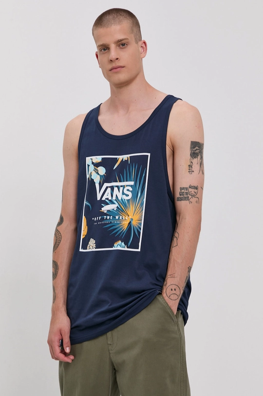 granatowy Vans T-shirt bawełniany Męski