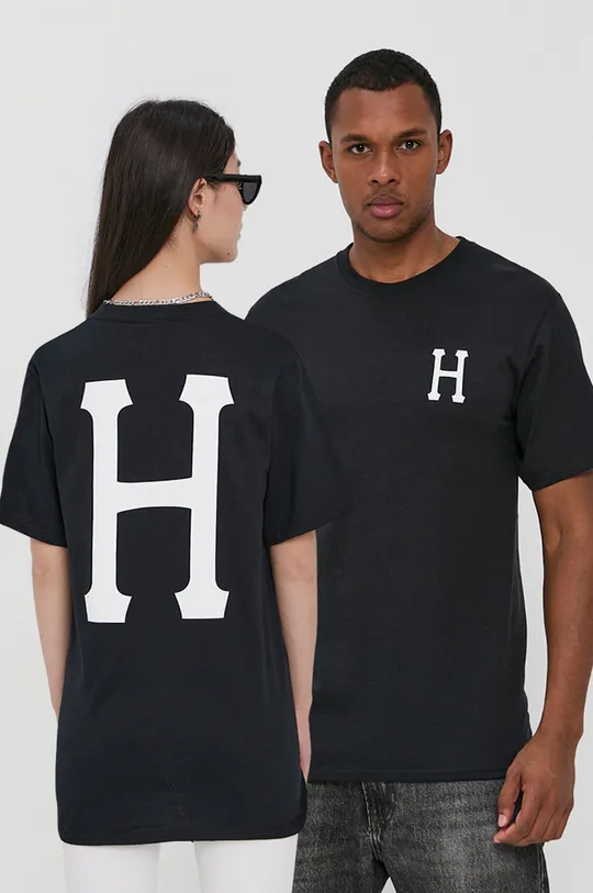 μαύρο Βαμβακερό μπλουζάκι HUF Unisex