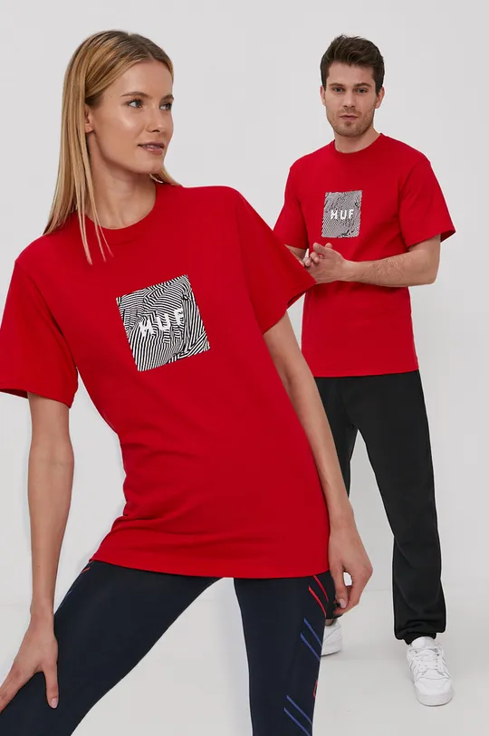 piros HUF t-shirt Uniszex